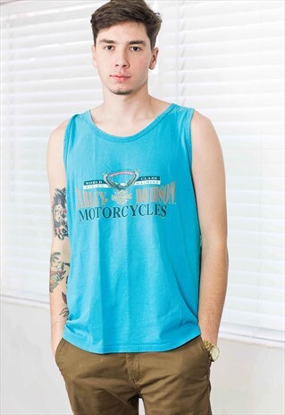 VINTAGE HARLEY-DAVIDSON SLEEVELESS T-SHIRT LOGO 90S L 6.6