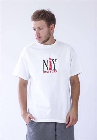 80S VINTAGE MENS NEW YORK BIG LOGO T-SHIRT