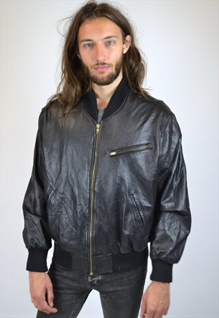 VINTAGE 90'S LEATHER BOMBER JACKET