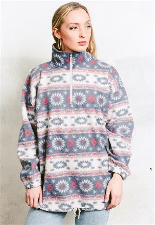 VINTAGE 90S PATTERNED FLEECE SWEATER