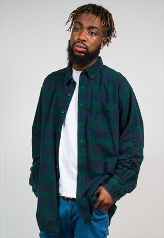 LL BEAN VINTAGE TARTAN CHECK FLANNEL SHIRT
