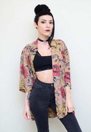 VINTAGE 90'S FLORAL GRUNGE PATTERNED OVERSIZED SHIRT