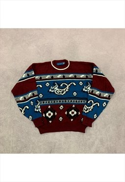 Vintage abstract knitted jumper Men's M