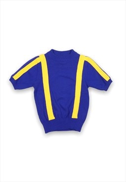 Blue/yellow '80s Authentic Cheerleader Knitted Short Sleeve 