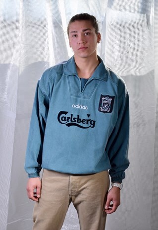 VINTAGE ADIDAS GREEN LIVERPOOL F.C. PULLOVER TOP