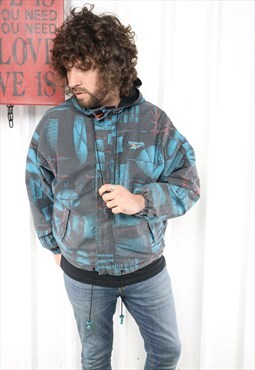 Vintage 90's REEBOK full zip jacket ,large ,blue pattern 