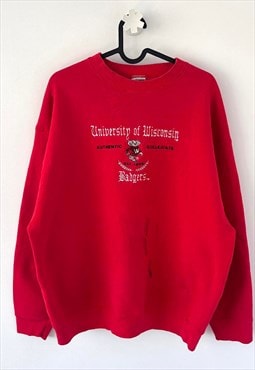 Vintage wisconsin badgers red embroidered sweatshirt XL 