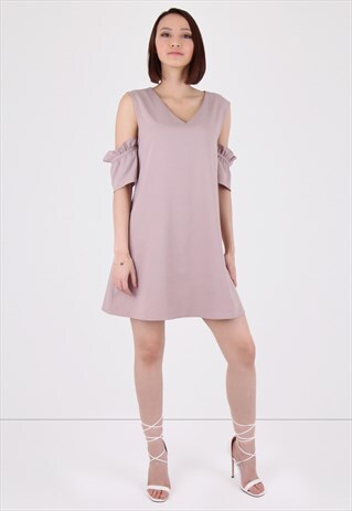 COLD SHOULDER A LINE DRESS