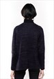 NAVY COLOR CABLE KNITTED FRONT POCKETS CARDIGAN