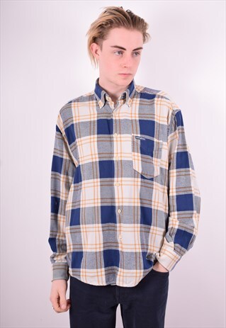 MENS VINTAGE FLANNEL SHIRT LARGE MULTI CHECK 90'S