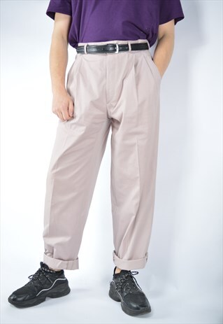 Vintage light pink classic 80's straight suit trousers 