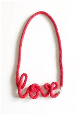 Handmade by Tinni Statement Cotton Love Necklace Red