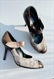 CHANEL HEELS PUMPS COCO CC LOGO ROUND TOE EU 37 VINTAGE