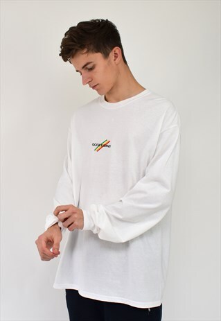 G&G UNISEX WHITE MULTI LINES L/S CUFFED TEE