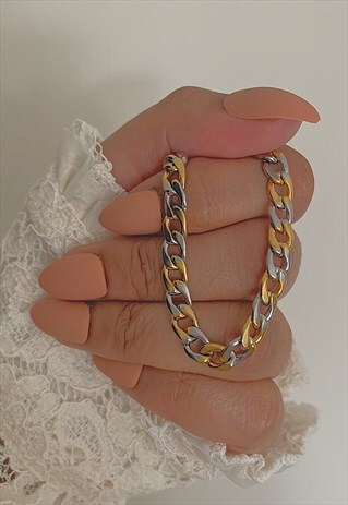 EMPIRE. OMBRE CHAIN GOLD SILVER CHOKER NECKLACE
