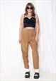 VINTAGE SILK TROUSERS 90S RARE RUCHED HIGH RISE PANTS
