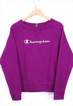 Vintage Champion Sweatshirt Purple Pullover With Chest Logo