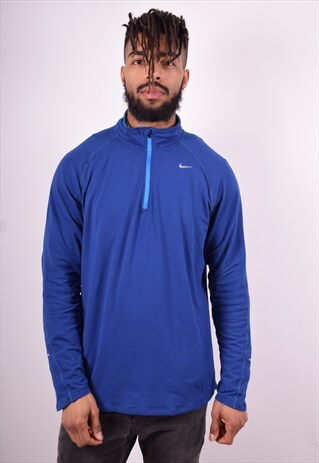 NIKE MENS VINTAGE TOP LONG SLEEVE LARGE BLUE 90'S