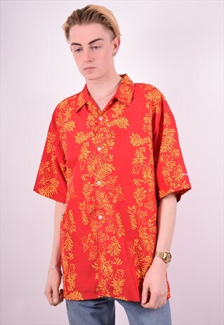 MENS VINTAGE SHIRT XXL RED 90'S