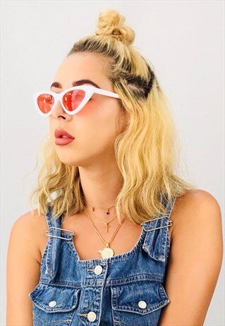 VINTAGE INSPIRED WHITE CAT EYE SUNGLASSES
