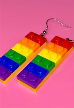 Pride Rainbow Lego Earrings
