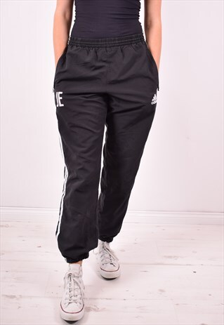 ADIDAS WOMENS VINTAGE TRACKSUIT TROUSERS W32 L30 BLACK 90S