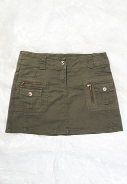 Vintage Y2K Cargo Micro Skirt in Khaki