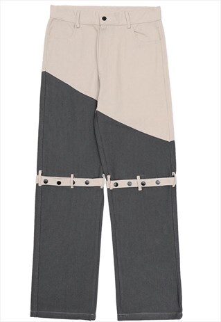 Bondage joggers utility pants strap finish overalls in grey