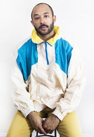 80S 90S SURFER SKATER HALF ZIP WINDBREAKER XL