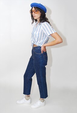 Vintage Womens Levis (24.5) blue jeans 80s 17501 501 crop