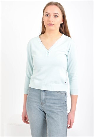 VINTAGE TOMMY HILFIGER JUMPER IN LIGTH BLUE