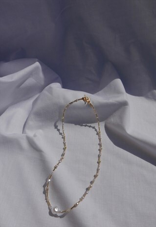 BONNY FAUX PEARL NECKLACE WITH 22K GOLD PLATED CLASP
