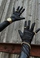 BLACK FAUX LEATHER OPERA GLOVES 