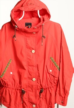 Vintage Guess Batwing Windbreaker Hoodied Jacket Red Size M