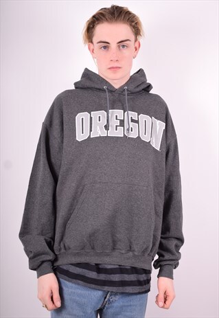 CHAMPION MENS VINTAGE OREGON HOODIE JUMPER LARGE GREY 90'S