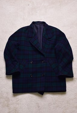 Women's Vintage 90s St Michael Green Wool Check Jacket