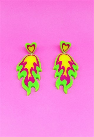 NEON HEART/FLAME EARRINGS