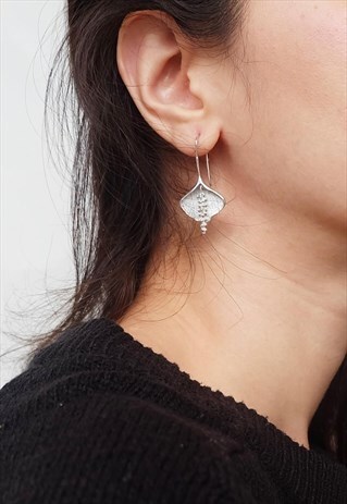 PEACE LILY FLOWER STERLING SILVER EARRING