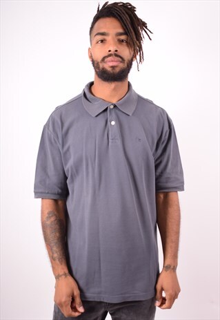 DIADORA MENS VINTAGE POLO SHIRT LARGE GREY 90S