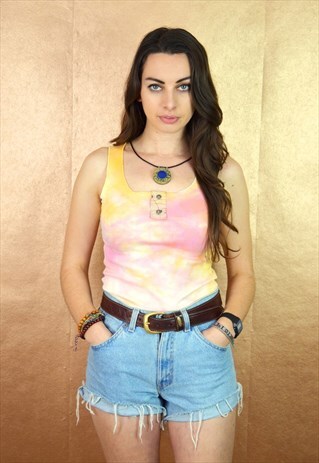 90S VINTAGE HIPPY BOHEMIAN TIE DYE FESTIVAL TOP