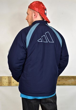 VINTAGE ADIDAS NAVY BLUE GREY ZIP JACKET