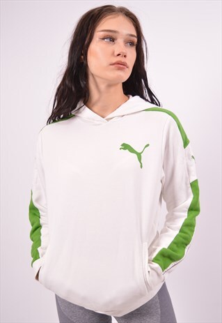 VINTAGE PUMA HOODIE JUMPER WHITE