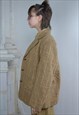 VINTAGE 80'S SMALL CHECKERED BLAZER JACKET IN LIGHT BROWN 