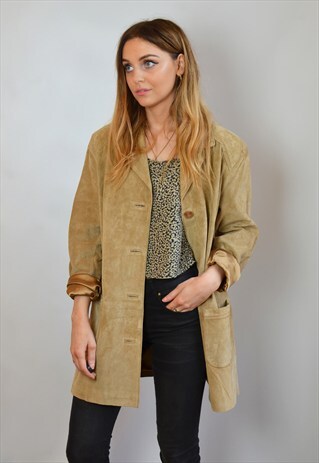 VINTAGE LIGHT TAN BROWN SUEDE JACKET