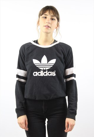 VINTAGE ADIDAS BLACK PRINT SWEATSHIRT