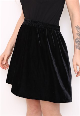 VINTAGE REWORKED BLACK VELVET MINI SKIRT