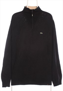 Lacoste 90's Quarter Zip Knitted Jumper / Sweater XLarge Bla