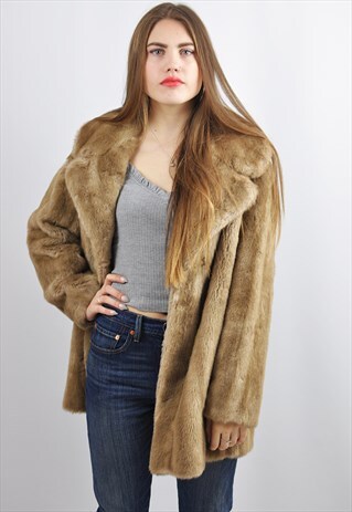 VINTAGE TISSAVEL CARAMEL FAUX FUR COAT