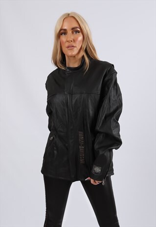 VINTAGE HARLEY DAVIDSON LEATHER FITTED BIKER JACKET XL (9C3I