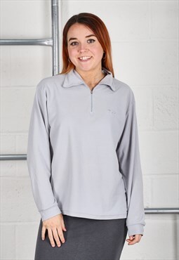 Vintage Fila Fleece in Grey 1/4 Zip Hiking Jumper Medium